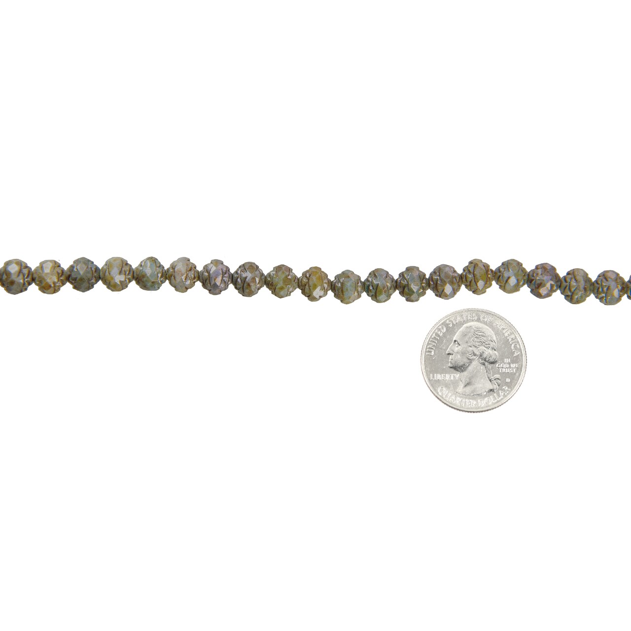 Rosebud Luster Opaque Green Beads 8x7mmm, apx 24 Beads - GB-RB1